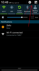 Settings shortcut in pulldown